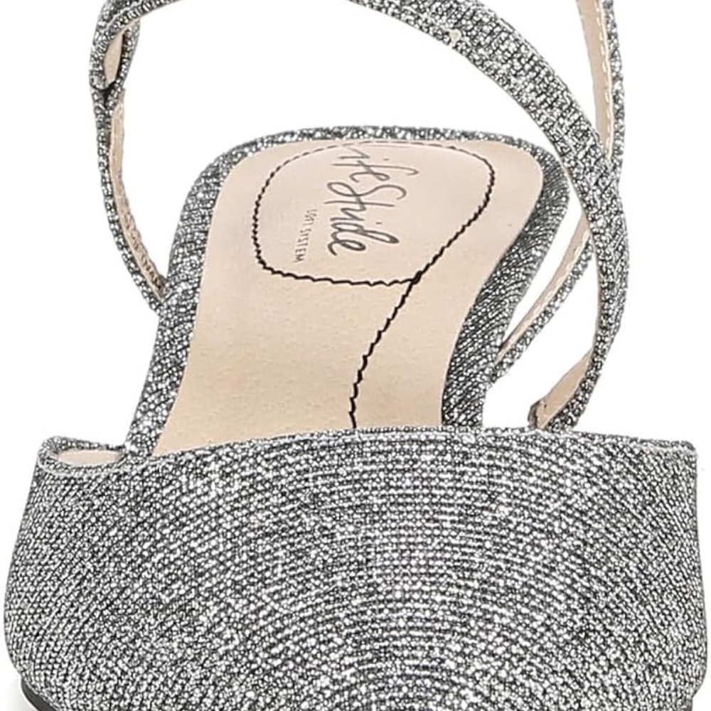 Life Stride Minimalist Pewter Sparkle Pointed-Toe Slingback Size 8M Pumps - Picture 3 of 9
